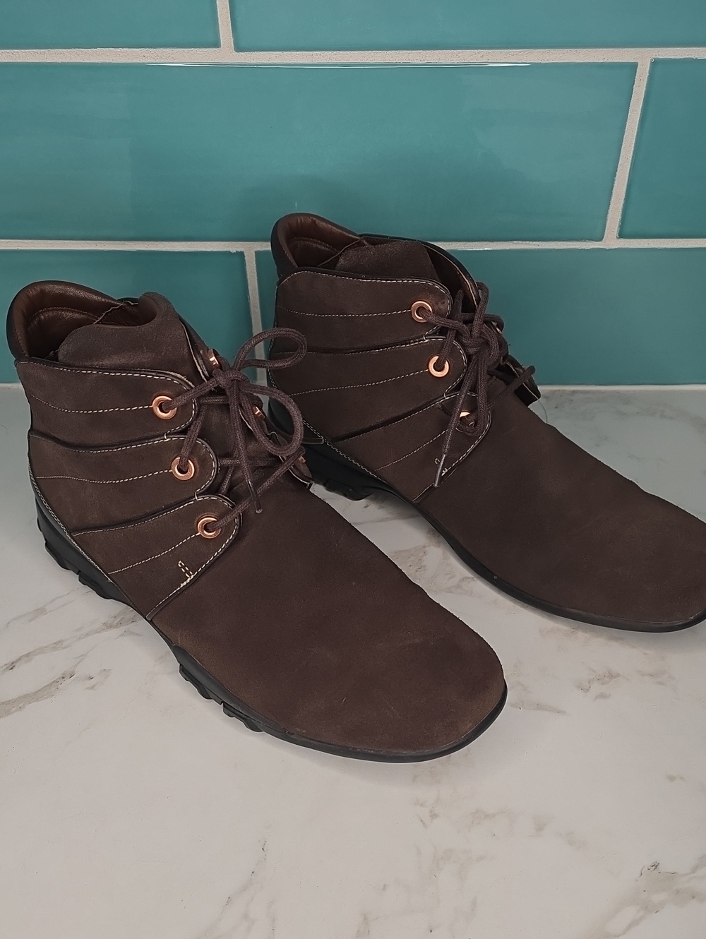 Womens Cole Haan Dark Brown Lace-Up Ankle Booties